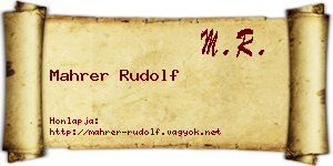 Mahrer Rudolf névjegykártya